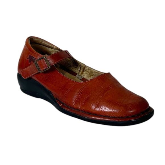 Pikolinos Loafers Brown Mary Jane Buckle Leather Square Toe Women’s Size 7M - Picture 1 of 14